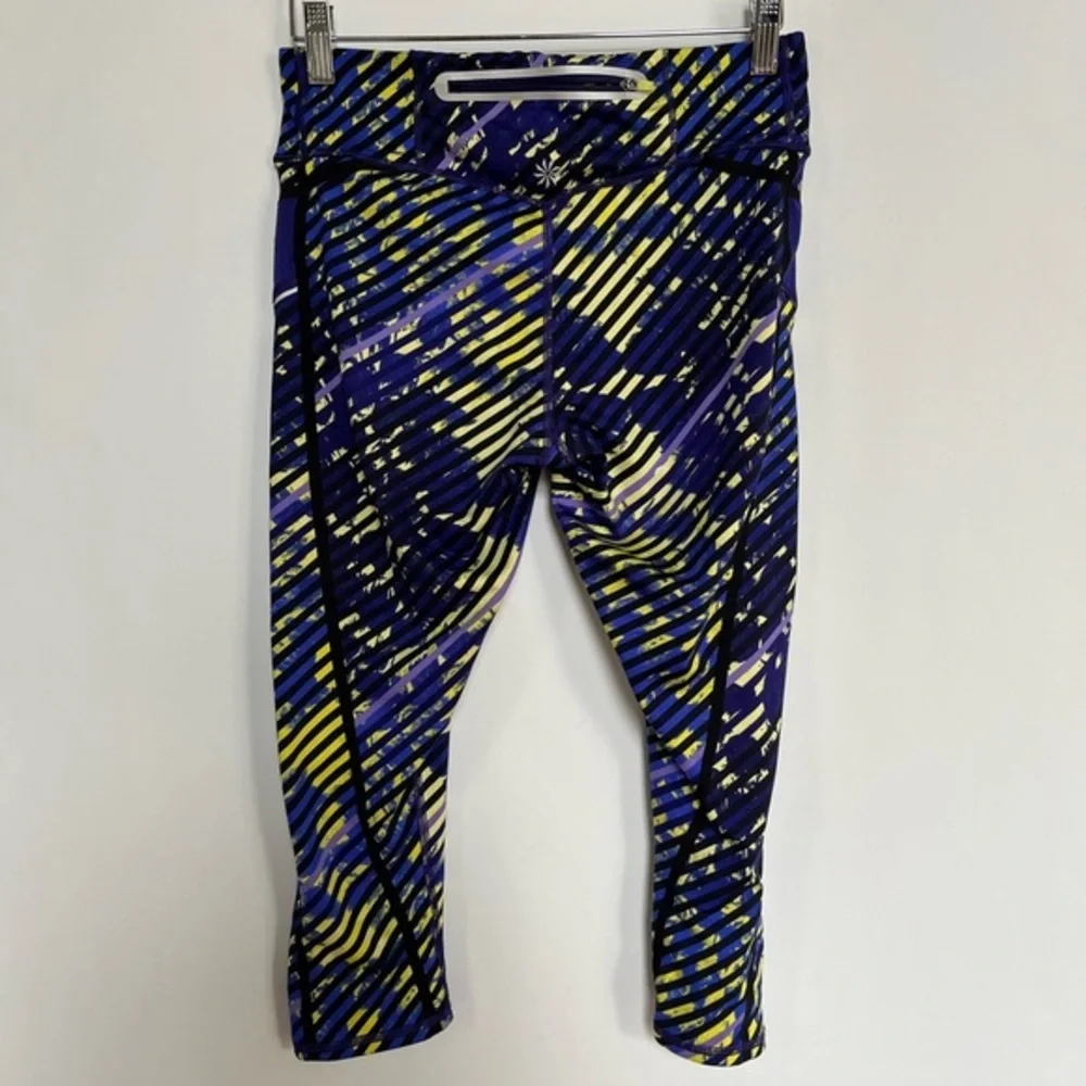 Athleta‎ Capri Crop Lightweight Blue Yellow Leggings Size S